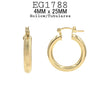 18K Gold Filed Round Tube Hoops, Hinged Closure, 20mm