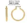 18K Gold Filed Round Tube Hoops, Hinged Closure, 20mm