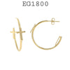 18K Gold Filed  Cross Round Hoops, 25mm