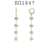 18K Gold Filed  Dripping Pearl Station Drop Dangle Earrings, 70mm