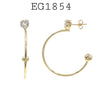18K Gold Filed Heart Stud and Circle Beaded Hoop Earrings,25mm