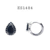 925 Sterling Silver CZ Black Rhodium Plated Hoop Earrings