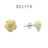 925 Sterling Silver Pearl Flower Stud Earrings