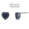 925 Sterling Silver CZ Black Rhodium Plating Hoop Earrings