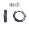 925 Sterling Silver CZ Black Rhodium Plating Hoop Earrings