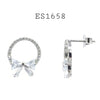 925 Sterling Silver CZ Ribbon Stud Earrings
