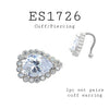 925 Sterling Silver CZ Stone Pear Cuff Earrings