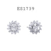 925 Sterling Silver CZ Flower Stud Earrings