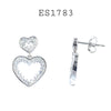 925 Sterling Silver CZ Heart Dangle Earrings
