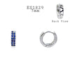 925 Sterling Silver CZ Blue Color Hoop Earrings