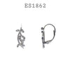 925 Sterling Silver Cubic Zirconia  Leaves Fish Hook Earrings