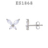 925 Sterling Silver CZ Butterfly Stud Earrings