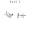 925 Sterling Silver CZ Fish Stud Earrings