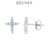 925 Sterling Silver CZ Cross Stud Earrings