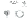 925 Sterling Silver Cubic Zirconia Heart Hoop Earrings