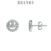 925 Sterling Silver Cubic Zirconia Smiley Stud Earrings