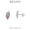 925 Sterling Silver Cubic Zirconia Leaf Stud Earrings
