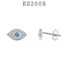 925 Sterling Silver CZ Eye Shaped Stud Earrings