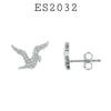 925 Sterling Silver CZ Bird Stud Earrings