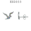 925 Sterling Silver CZ Bird Stud Earrings