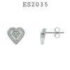 925 Sterling Silver CZ Heart Stud Earrings