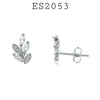925 Sterling Silver CZ Leaf Stud Earrings
