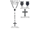 Rosary Rosario Cross Beads Chain Necklace in Stainless Steel