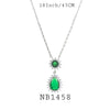 Green Emerald Teardrop CZ Pendant Chain Necklace In Brass