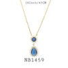 Blue Sapphire Teardrop CZ Pendant Chain Necklace In Brass
