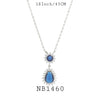 Blue Sapphire Teardrop CZ Pendant Chain Necklace In Brass