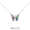 925 Sterling Silver Black Rhodium Multicolor Butterfly Pendant Necklace