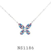 925 Sterling Silver Multicolor Butterfly Pendant Necklace