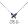 925 Sterling Silver Multicolor Butterfly Pendant Necklace