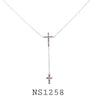 925 Sterling Silver Double Cross CZ Necklace