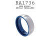 Blue Inlay Silver Stainless Steel Men Band Ring