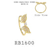 Wings Butterly Cubic Zirconia Fashion Ring in Brass