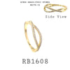 White Cubic Zirconia Criss Cross Fashion Ring in Brass