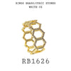 White Cubic Zirconia Honeycomb Eternity Ring in Brass