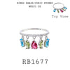 Multi Color Cubic Zirconia Semi Charms Ring in Brass