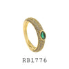 Semi Micro Pave Band Oval Emerald Green  CZ Center Stone Fashion Ring