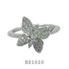 925 Sterling Silver CZ Butterfly Fashion Ring