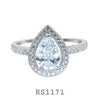 Pear Cut Micro Pave Sterling Silver CZ Engagement Ring