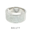 Sterling Silver Micro Pave CZ Semi Eternity Wide Band Ring