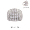 Sterling Silver CZ  Micro Pave Large Cocktail Fashion Statement Dome Ring