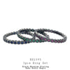 925 Sterling Silver Black Rhodium Plated Multicolor Eternity Ring 3PC Set