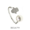 925 Sterling Silver CZ and Pearl Fashion Ring