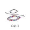 925 Sterling Silver CZ Multicolor Fashion Ring