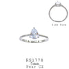925 Sterling Silver Pear CZ Solitaire Ring