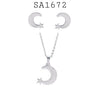 Stainless Steel Moon Stars Necklace & Earrings Set
