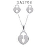 Stainless Steel Heart Lock Necklace & Earrings Set